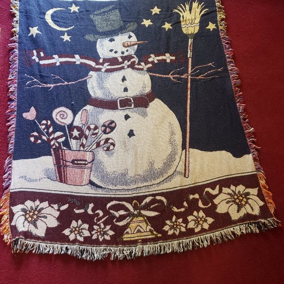 Excellent Condition, VINTAGE Christmas Themed Throw "Frosty The Snowman" - Picture 3 of 12